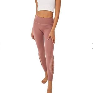 Free People Movement Leggings S Withered Rose Braided Hem Crop Activewear NWT